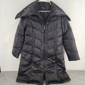 Nine West Black Down Feather Puffer Coat Quilted Winter Jacket Womens Large